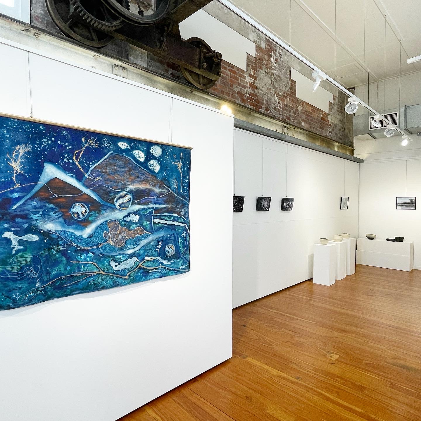 an installation view of vast and vivid - the work of Cholena Drew Hughes, Marta Larzabal and Maikki Toivanen is visible